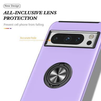 Til Pixel 8 Pro Hybrid Deksel med Fingerring - Lilla