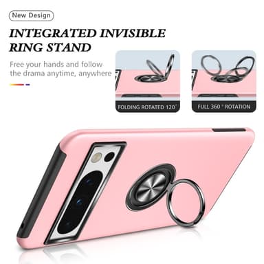 Til Pixel 8 Pro Hybrid Deksel med Fingerring - Rosa