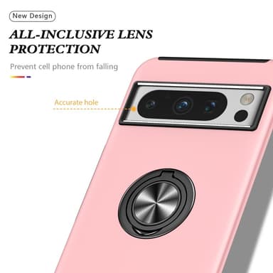 Til Pixel 8 Pro Hybrid Deksel med Fingerring - Rosa