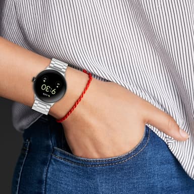 Solid metallbånd i rustfritt stål som er kompatible med Google Pixel Watch 1/2 Sølv