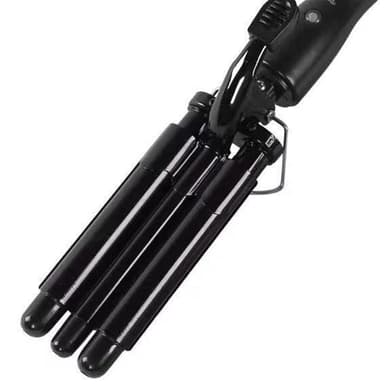 Triple Barrel Anti-Scald Curling Jern med 2 temperaturkontrollmoduser Sort 22mm