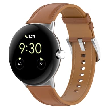 Klokkerem i ekte skinn 20 mm kompatibel med Google Pixel Watch 1/2 Lysebrun