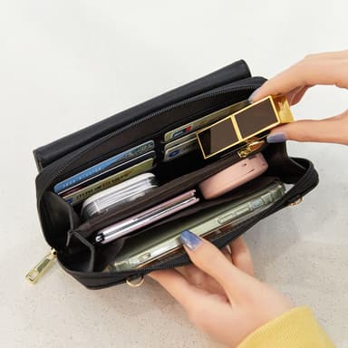 Liten genomskinlig korsad väska för mobiltelefon RFID Sort