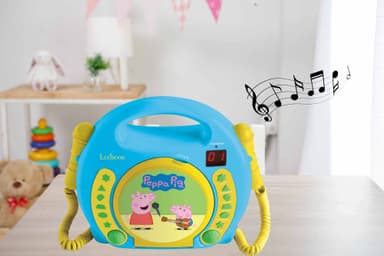 Peppa Pig Bærbar cd-afspiller med 2 syng med-mikrofoner