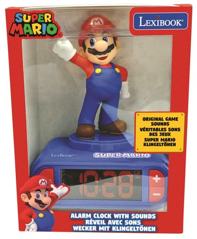 Super Mario vekkerklokke med Mario 3D-figur og lyder fra videospillet