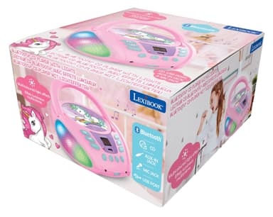 Unicorn bærbar Bluetooth CD-spiller med lys og USB