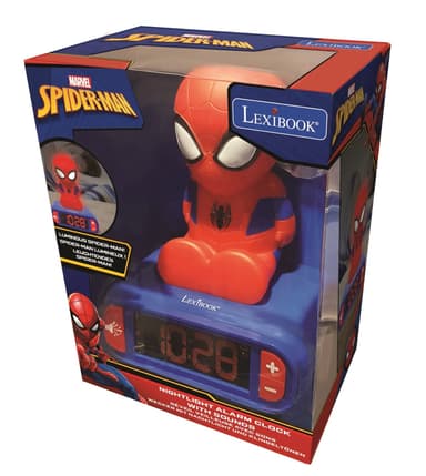Vækkeur med natlys 3D-design SpiderMan og lydeffekter