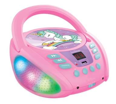Unicorn bærbar Bluetooth CD-spiller med lys og USB