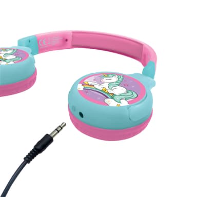 Unicorn 2 i 1 Bluetooth og kablet komfort sammenleggbare hodetelefoner med barnesikkert volum