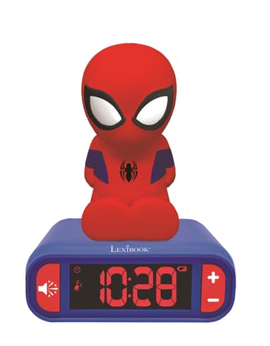 Vækkeur med natlys 3D-design SpiderMan og lydeffekter