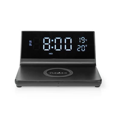 Nedis Alarm clock wireless charger | Qi sertifisert | 5 / 7.5 / 10 / 15 W | USB-A Han | 2 Alarmtider | slumrefunksjon