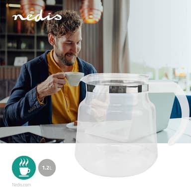 Nedis Glass Kaffe Jug | Kompatibel med: Moccamaster K / KB/ 1 0PL / Excellent 10S | 1.2 l | Hvit