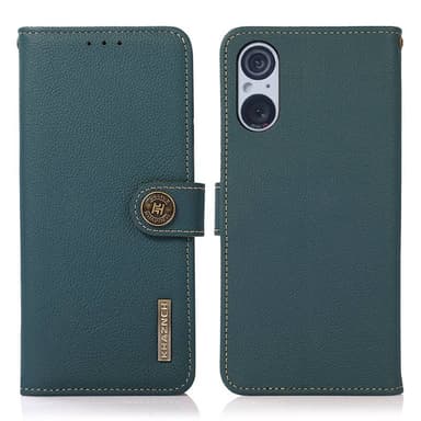 Mobil lommebok 3-korts lær RFID Sony Xperia 5 V - Grønn