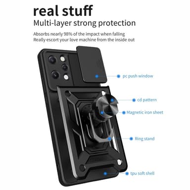 For Xiaomi Redmi 12 Lens Cover Telefonveske PC+TPU-deksel med støtte