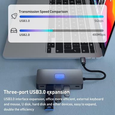 NÖRDIC USB-C 1 til 7 dokkingstasjon 2xHDMI 4K30Hz, 3xUSB-A 3.1 5Gbps, 1xUSB-C 2.0 1xUSB-C PD100W