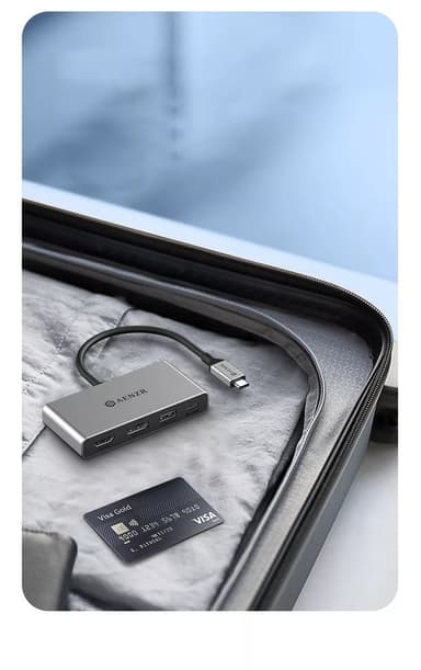 NÖRDIC USB-C 1 til 4 Dokkingstasjon 1xDP8K30Hz 1xHDMI8K30Hz 1xUSB-C PD 100W 1xUSB-A 2.0