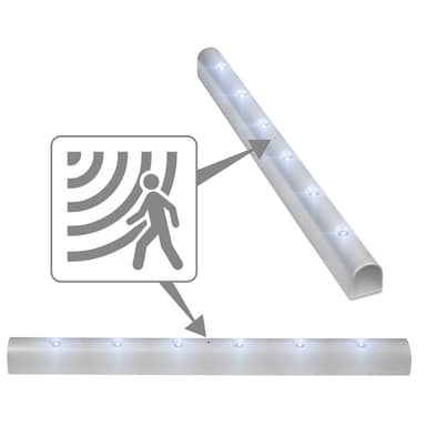 6 LED lys - lyslist med bevegelsesdetektor - grå