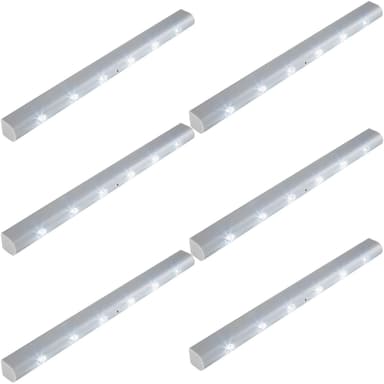 6 LED lys - lyslist med bevegelsesdetektor - grå