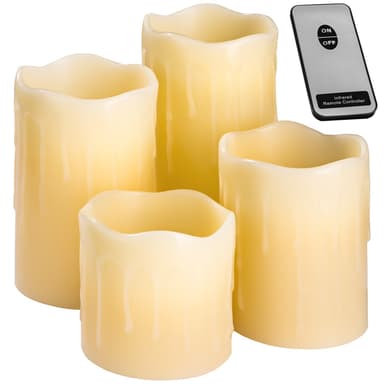 4 LED lys - led stearinlys med fjernkontroll - hvit