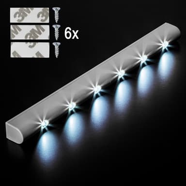 6 LED lys - lyslist med bevegelsesdetektor - grå