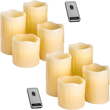 8 LED lys - led stearin lys med fjernkontroll - hvit