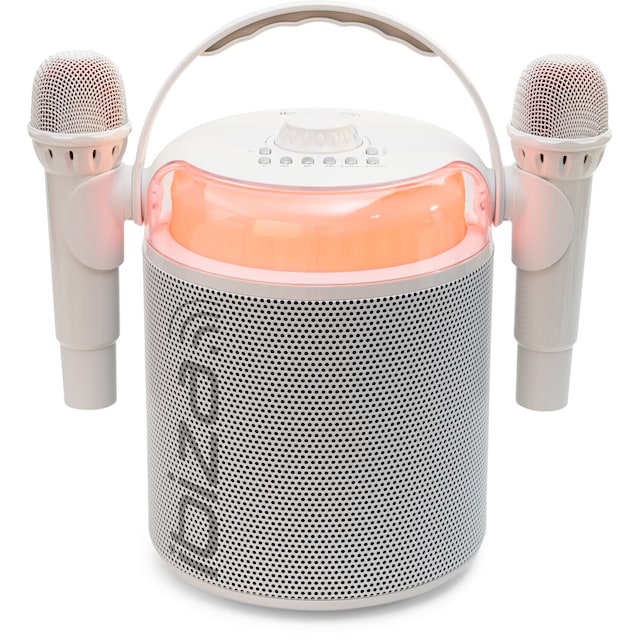 Ibiza karaokesystem med Bluetooth og 2 mikrofoner (hvit)