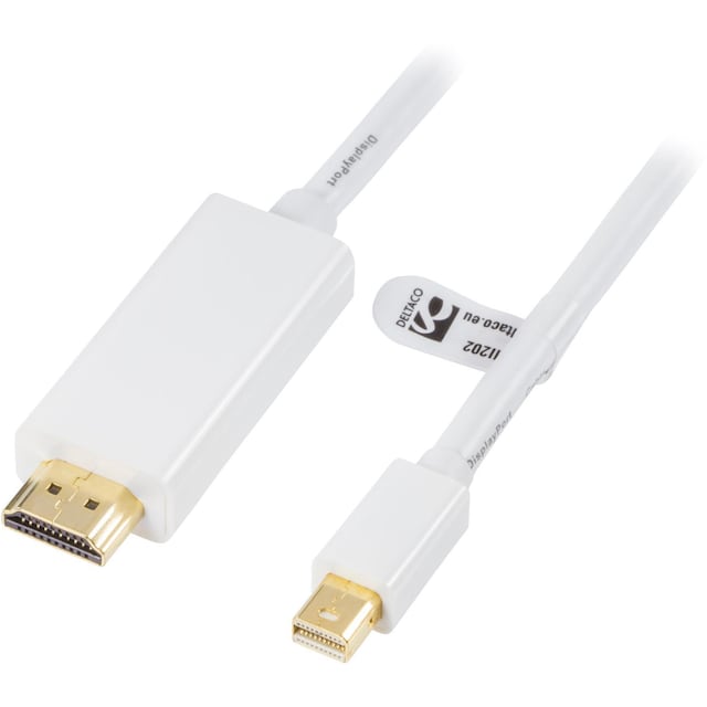 deltaco Mini DisplayPort to HDMI cable with audio, Full HD  60Hz, 2m