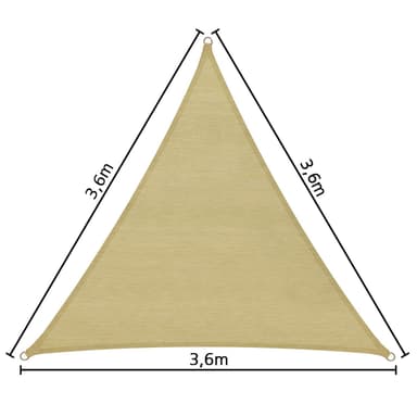 Solseil trekant, beige - 360 x 360 x 360 cm