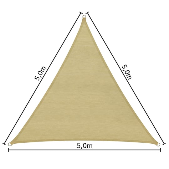 Solseil trekant, beige - 500 x 500 x 500 cm