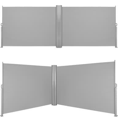 Dobbel Sidemarkise aluminium - 160 x 600 cm,grå