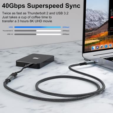 NÖRDIC USB 4 skjøtekabel 1m 40Gbps 240W 8K60Hz