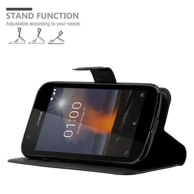 Nokia 1 2018 lommebokdeksel etui (svart)