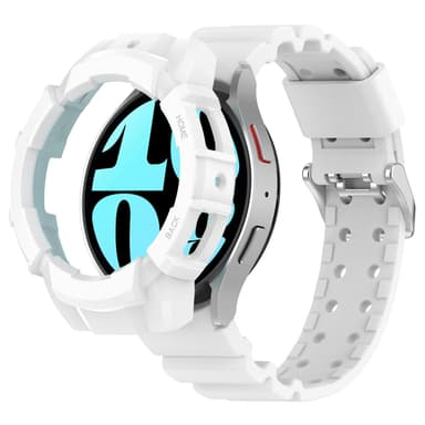 Armor silikonklokkerem med beskyttelsesdeksel til Samsung Galaxy Watch6 44mm Hvit