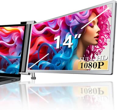 NÖRDIC Bærbar 14"" LCD-skjerm for bærbare datamaskiner 14-17,3"" FHD 1080P IPS med USB-C og Mini HDMI-port,