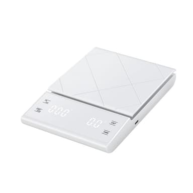 Digital kaffevekt, 5 kg/0,1 g med USB-lading Hvit