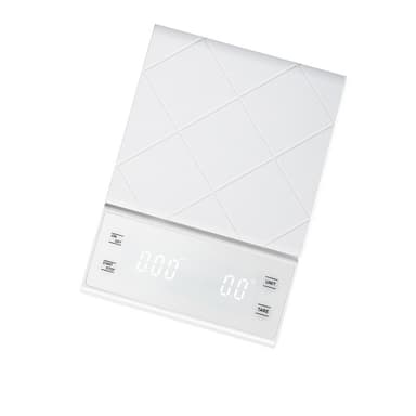 Digital kaffevekt, 5 kg/0,1 g med USB-lading Hvit