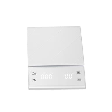Digital kaffevekt, 5 kg/0,1 g med USB-lading Hvit