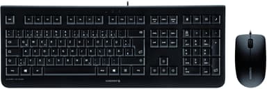 Cherry DC 2000 - Enkelt standardtastatur inkl. 3-knappers mus for hjem og kontor, nordisk layout, svart