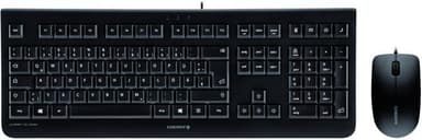 Cherry DC 2000 - Enkelt standardtastatur inkl. 3-knappers mus for hjem og kontor, nordisk layout, svart