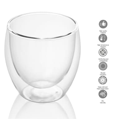 2x Teglass Kaffeglass Dobbeltvegget Termisk Glass 250ml