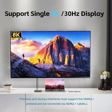 NÖRDIC USB-C dockningsstasjon 1 til 10 1x8K30Hz HDMI 1x4K60Hz HDMI 1xUSBC PD 100W 1xUSB-C 5Gbps 3xUSB-A 5Gbps 1xSD 1xMicroSD 1x3,5mm lyd