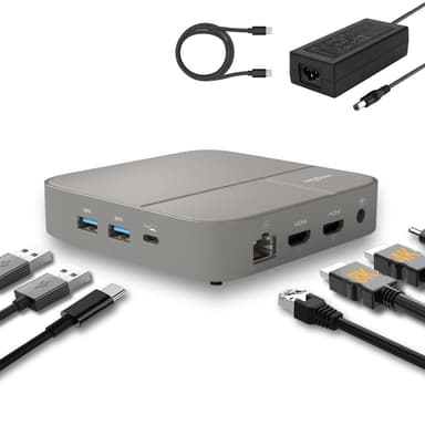 NÖRDIC USB-C dockningsstasjon 1 til 10 1x8K30Hz HDMI 1x4K60Hz HDMI 1xUSBC PD 100W 1xUSB-C 5Gbps 3xUSB-A 5Gbps 1xSD 1xMicroSD 1x3,5mm lyd