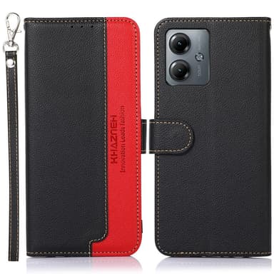 Motorola Moto G14 KHAZNEH Lommebok-deksel - Svart/Rød