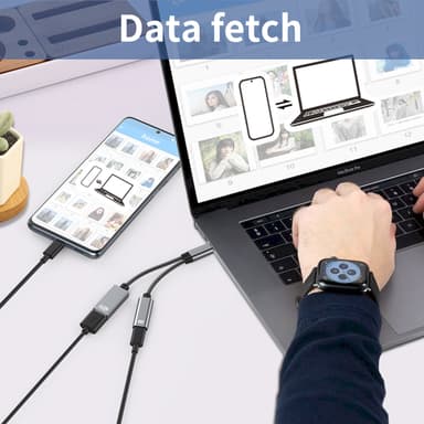 USB-C hann til USB hunn + USB-C PD ladekontakt og OTG adapter USB 2.0