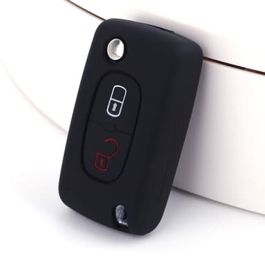 Silikon bilnøkkelveske til Peugeot 307 - 2 knapper Sort