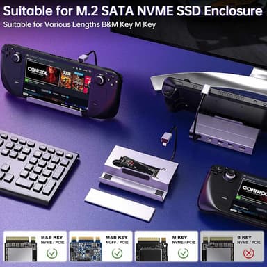NÖRDIC Steam Deck-dokkingstasjon 1 til 7 - 1xHDMI 2.0 (4K60Hz), 1xM.2 SSD, 1xUSB-C PD 100W, 2xUSB-A 3.1, 1xUSB-A 2.0, 1xGigabit Ethernet