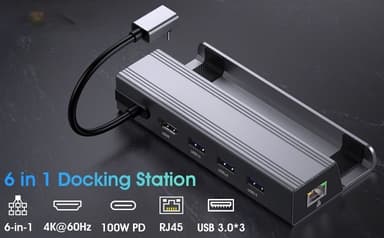 NÖRDIC Steam Deck-dokkingstasjon 1 til 6 - 1xHDMI4K60Hz, 1xUSB-C PD100W, 3xUSB-A 3.1 5Gbps, 1xRJ45 GigaLAN