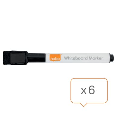 Whiteboard marker Nobo svart 6-p