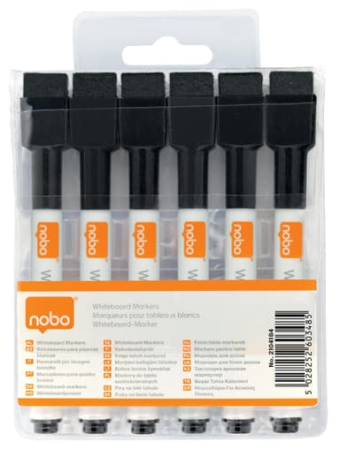 Whiteboard marker Nobo svart 6-p