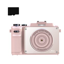 Digitalkamera 4K/48MP/18X digital zoom/autofokus med 32GB TF-minnekort Rosa